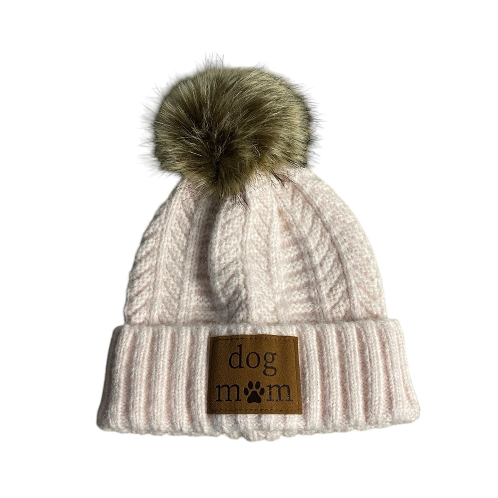 David and Young Women's Soft Pink Dog Mom Knit Hat